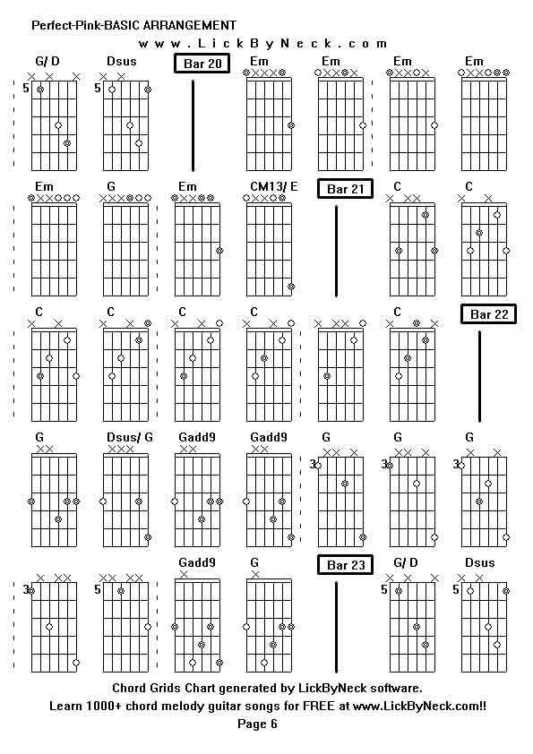 Chord Grids Chart of chord melody fingerstyle guitar song-Perfect-Pink-BASIC ARRANGEMENT,generated by LickByNeck software.